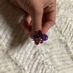 Beautiful Purple Beaded Costume Jewelry Ring Womens Everyday Wear Ring